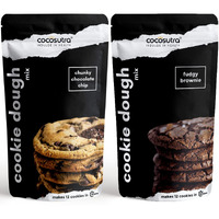 COCOSUTRA Cookie Dough Mix Combo Pack | Chunky Chocolate Chip 220 g & Fudgy Brownie 220 g |100% Natural & Vegan| 3 Easy Steps for Perfect Cookies - Whisk, Scoop & Bake - 440 g