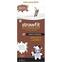 Strawfit Cheerful Chocolate Flavoring Straws with Colostrum for Immunity | Yummy and Nutritious and Healthy Choice | New Way of Drinking Milk | India's 1st Milk Flavored Straw - (Pack of 30 Straws)