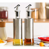 CYNFLEES Glass Oil Dispenser Bottle for Kitchen (SS 500ML - 2PCS)