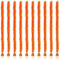 Calveir Artificial Marigold Flowers for Decoration Long Flower Garlands for Door Decoration Toran Genda Phool for Wedding/Festivals|5 Feet with Bells (Pack of 5, Orange)