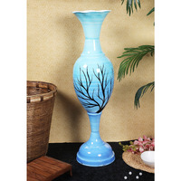 AdiCollar Flower Vase Big Size for Living Room Corner - 25 Inches Long - Sky Blue Tree -Pack of 1