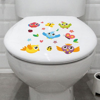 CVANU Cute Flying Birds Design Toilet Seat Stickers Decals Self-Adhesive Removable PVC Vinly Waterproof (10x10) inch, Pack of 2