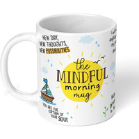 Akipi The Mindful Morning Mug - Inspirational Ceramic Mug 11oz Designer Coffee/Tea Cup ARM574