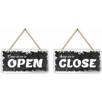 CVANU Decorative Simple Design of Open and Close Hanging Wall Art, Double-Sided Printed Vinyl for Business Purpose (10inch x 5inch)