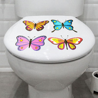 CVANU Beautiful and Colorful Butterfly Design Toilet Seat Stickers Decals Self-Adhesive Removable PVC Vinly (8.5x10) NCH, Pack of 2