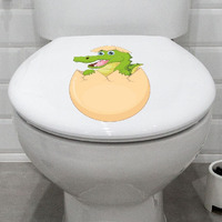 CVANU Cute Cartoon Crocodile Design Toilet Seat Animal Stickers02 Decals Self-Adhesive Removable PVC Vinly (7x11) inch, Pack of 2