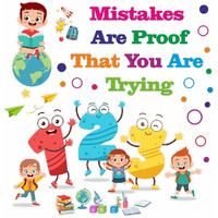 CVANU Mistakes are Proof That You are Typing Colorful, Positive, Motivation Quotes Wall Decal for Kids Classroom and Bedroom Decoration Sticker (90CM X 90CM) PVC Vinly