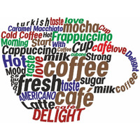 CVANU Coffee Cup Shaped Typography Vinyl Wall Sticker for Wall Decoration Size(36.5inch X 48inch)_Multicolor_cv11