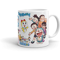 TAJNAN Cartoon Printed Ceramic Coffee Mug (350ml,White)