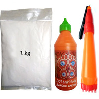 KALSUTANSHI : 1 KG White Rangoli Powder + Ready to Draw Rangoli Pencil + Dot & Spread Rangoli Maker