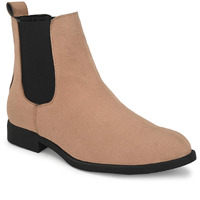 HiREL's Men's Suede & PU Outdoor Chelsea Boots (Beige, numeric_6)