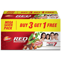 Dabur Red Toothpaste-600g (150gX4) | World's No.1 Ayurvedic Paste | Fluoride Free | Helps In Bad Breath Treatment, Cavity Protection, Plaque Removal | For Whole Mouth Health | Power Of 13 Potent Ayurvedic Herbs