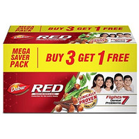 Dabur Red Toothpaste -800g (200gX4) | World's No.1 Ayurvedic Paste | Fluoride Free | Helps In Bad Breath Treatment, Cavity Protection, Plaque Removal | For Whole Mouth Health | Power Of 13 Potent Ayurvedic Herbs