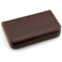 Storite Pocket Sized Stitched PU Leather Credit Debit Business Card Holder Wallet for Men & Women (Coffee Brown)