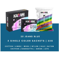 Kadam Pakka Rang Fabric Dye Colour | 25g Pack | Includes DyFix Color Fixer | Permanent Fabric Dyes for Old Faded Jeans and Clothes (Jeans Blue)