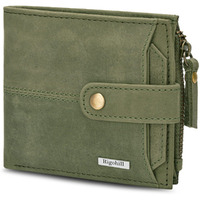 Rigohill Doger Olive Green Leather Wallet For Men, 2 Card Slot | RFID Wallet