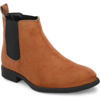 HiREL's Men's Suede & PU Outdoor Chelsea Boots (Tan, numeric_8)