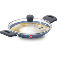 Hawkins Nonstick Pro 0.9 Litre Appachatty, Mini Kadhai, Appachatti, Appachetty, Appam Pot Maker, Deep Fry Pan with Glass Lid, Granite Kadai (CA09G)