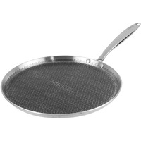 Vinod Platinum Triply Stainless-Steel SAS Pro Dosa Tawa 31 cm Diameter with Riveted Sturdy Handle and Honeycomb Coating Inside|(Induction and Gas Stove Compatible) Silver,Black