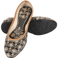 DFR Womens Embroidered Punjabi Mojaris Jutti Juti's Shoe, Black, UK Size 7