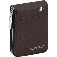 Storite PU Leather 9 Slot Vertical Credit Debit Card Holder Money Wallet Zipper Coin Purse for Men Women - Chocolate Brown (11.5 x 2 x 8 cm)