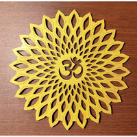 My Dream Carts Golden Om Round Decorative Wall Art Mdf Wooden Om Chakra For Temple, Living Room, Bedroom, Office, Hotel, Home Decor Items, Gift Item, Mandala Wall Hanging For House Decoration 45x45cm