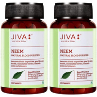 Jiva Neem Ayurvedic Tablets | Natural Blood Purifier | Skin Wellness | Controls Acne and Pimples | Veg Tablets | 100% Pure & Natural | (120 Tablet) | (Pack of 2)