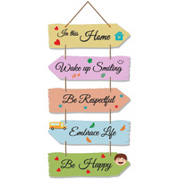 Artvibes Home Quotes MDF Wooden Wall Hanger for Living Room | Bedroom | Gifts | Wall Hangings for Home Decoration | Modern Decor Items | Decorative Painting (WH_7301N), Set of 5