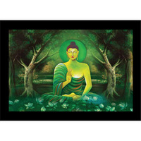 LIFEHAXTORE  Buddha Art Framed Painting | Ready to Hang (Multicolour, Medium, 12inch x 18 inch)