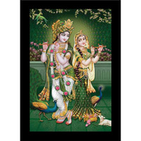 LIFEHAXTORE Soothing Radha Krishna Art Framed Painting | Ready to Hang (Wood, 12inch x 18 inch)