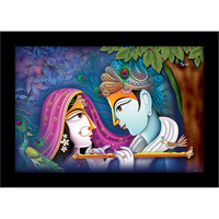 LIFEHAXTORE Krishna Radha Art Framed painting | Ready to hang | Absolute Best in Class - (Wood, 12inch x 18 inch)