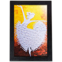 LIFEHAXTORE Abstract Art Wooden Dancing Girl Framed Painting | Ready to Hang- (Wooden Frame, Multicolor, 10inch x 14 inch)