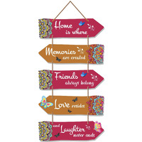 Artvibes Home Quotes Decorative Art MDF Wooden Wall Hanger for Living Room | Bedroom | Gifts | Decorative Hangings Item for Home Decoration | Modern Artworks Decor Items (WH_7305N), Set of 5