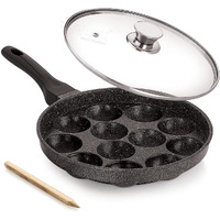 ivbox MAX-PRO Appam Pan Heavy-Weight Non-Stick appe Paniyarakkal Maker with Glass Lid, Cast Aluminium, Silver Grey