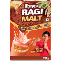 Manna Ragi Malt Drink Mix 800g | 25% Ragi (Finger Millet) | Ragi Huri Hittu Instant Health Drink for Kids,200g (Pack of 4)