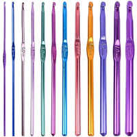 URBANMAC Aluminum Crochet Hooks Knitting Needles Set with Case (Multicolor) - 12 Pieces