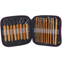 fancyku 20Pcs Bamboo Crochet Hooks Knitting Needles Set with Case