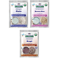 TummyFriendly Foods Certified Organic Sprouted Porridge Mixes | Sprouted Ragi Powder, Sprouted Brown Rice and Oats | Organic Baby Food for 6 Month Baby Combo1 Trial Packs | No Sugar, No Salt, No Chemicals, No Pesticides & No GMO | Shelf-life 9 month | 3 Baby Packs, 50g Each