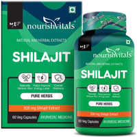 NourishVitals Premium Shilajit 50% Fulvic Acid High Strength 500 mg Extract, Naturally Mineral Rich, 60 Veg Capsules