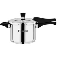 Bergner Pura Stainless Steel 3.5 L Pressure Cooker, Outer Lid Cooker, Triply Bottom, For Healthy Cooking, Mirror Finish, Easy To Clean, Induction Base & Gas Ready, Silver, 5-Year Warranty