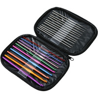 Kuber Industries Crochet Hook Needle Set With Case|Ergonomic Sewing Knitting Needle Kit (Black)