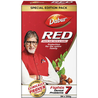 Dabur Red Toothpaste - 750g (250gx3) Special Edition Pack |Fluoride Free |Helps in Bad Breath Treatment, Cavity Protection, Plaque Removal | For Whole Mouth Health | Power of 13 Potent Ayurvedic Herbs