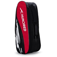 Hundred Cosmogear Badminton Kit-Bag (Black/Red)|Double Zipper|Bag with Front Zipper Pocket