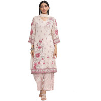 BIBA Women Printed Straight Salwar Kurta Dupatta(SKDROSE BOW8557_Beige_34)