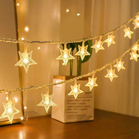 Gesto Serial String Star Lights For Decor-16 Led Star Fairy Lights Waterproof Indoor Outdoor For Home Dcor (Warm White Led)-Meters 3.00