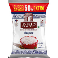 India Gate Basmati Rice Super, 1kg (with Free 500g)