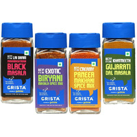 CRISTA Flavours of India - Gourmet Indian Spice Combo | Maharashtrian Black Masala x 1, 50 gms | Biryani Mix x 1, 45 gms | Gujarati Dal x 1, 45 gms | Paneer Makhani Spice Mix x 1, 50 gms | Set of 4