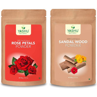 YASHU Pure Organic Rose Petals & Sandalwood (Chandan) Powder for Glowing Skin | Detan Face Pack Combo for Men & Women (200g)