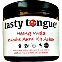 tasty tongue - Homemade Hing Wala Kacche Aam ka teekha Achar/Hing ki Achari (Spicy Asafoetida-Raw Mango Pickle), Traditional, 100% Oil Free, Add no preservatives, Certified | (350 gm)