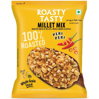 Roasty Tasty Millet Mix Peri Peri 200g | Healthy Snack of Roasted Bajra, Wheat Flakes, Moong, Masoor, Peanuts | Ideal Millet Snack for Kids & Adults | Low Calorie Snacks - Roasted Namkeen - No Cholesterol, No Transfat Diet Mixture in Peri Peri Masala